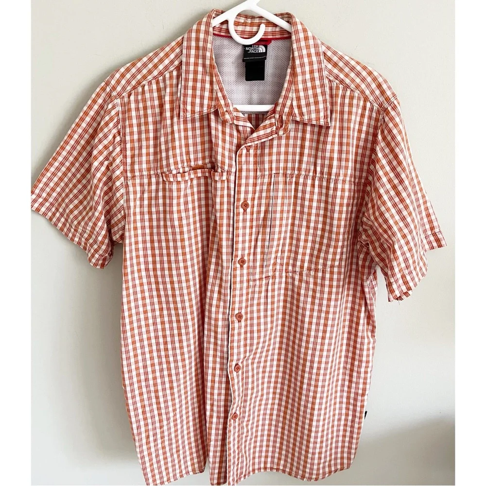 The North Face rust plaid short sleeve shirt L